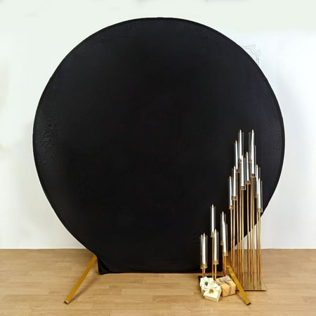 Efavormart 7.5ft Black 2-Sided Spandex Fit Round Wedding Arch Backdrop Cover