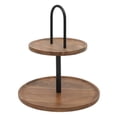 thumbnail image 3 of Gibson Home Gracious Dining 2-Tier Round Acacia Wood Serving Tray, 3 of 12