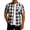 Black, variant on Men's Plaid Lapel Shirt, Patchwork Short-Sleeve Button-Front Shirt with Pocket Orange Size 3XL