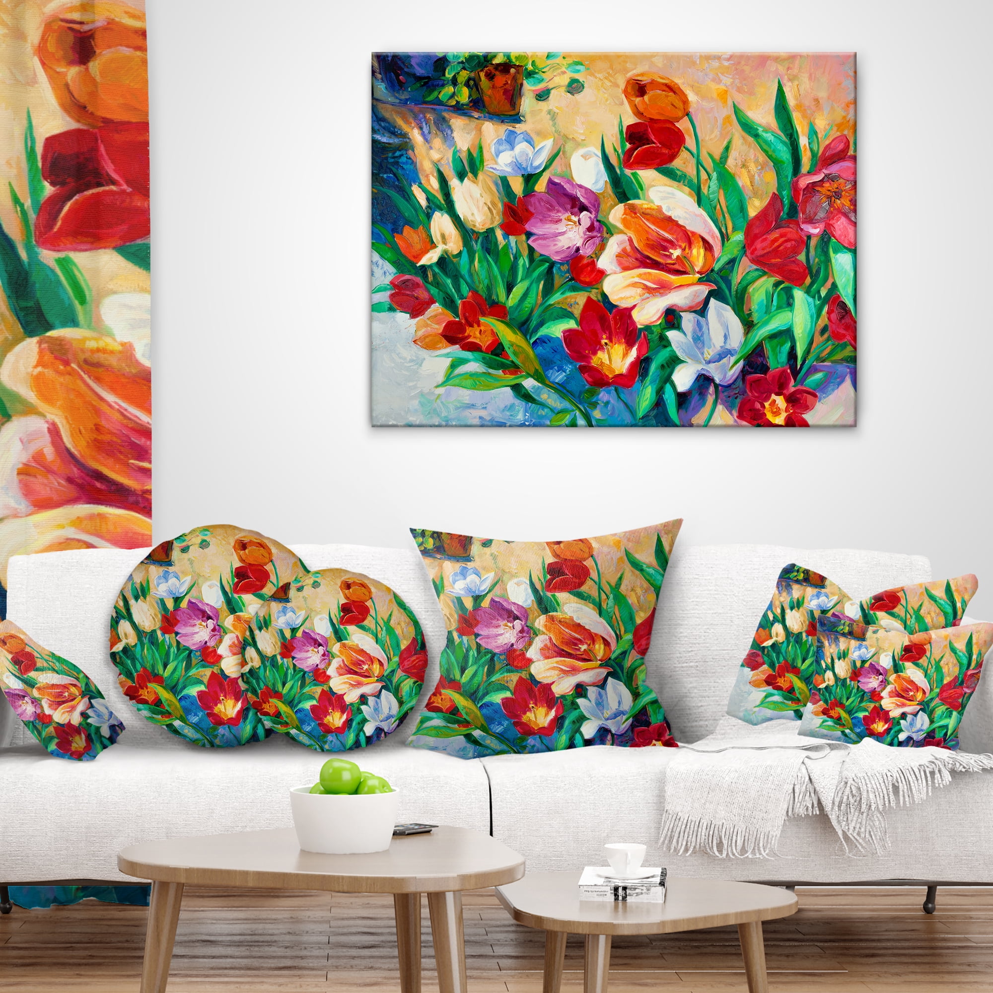 Designart Bouquet of Colorful Flowers - Floral Throw Pillow - 12x20