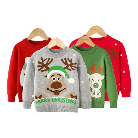 

Esaierr Baby Kids Boys Girls Christmas Sweaters Toddler Crewneck Xmas Knit Sweaters Cute Pullover Sweater Jumper Blouse for 2-7 Years