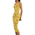 thumbnail image 4 of Women Dress Geometric Print U-shaped Neck Slim Knit Halter Backless One-Piece Skirt, 4 of 8