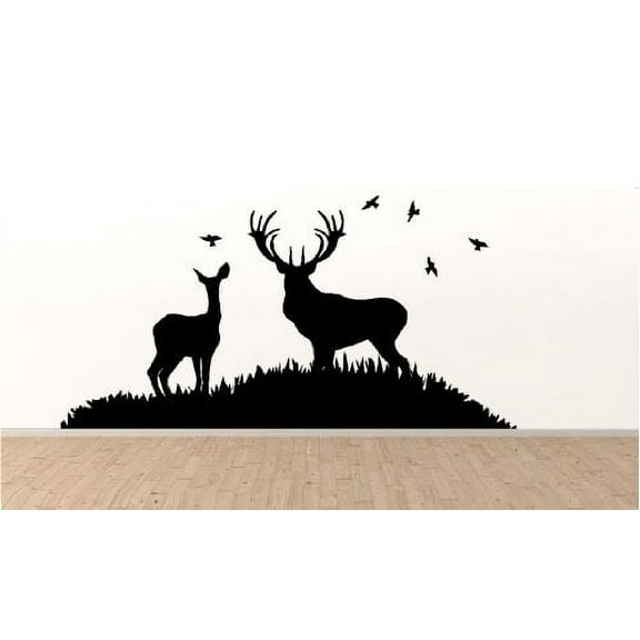 BIG BUCK AND DOE LARGE~ WALL DECAL, HOME DECOR 21" X 42"