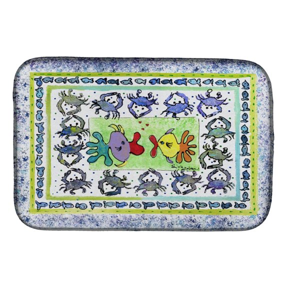 Caroline's Treasures Kissing Fish Dish Drying Mat