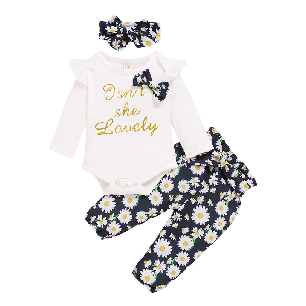 Baby Clothes for Girls Long Sleeve Monogrammed One Piece Hoodie Floral