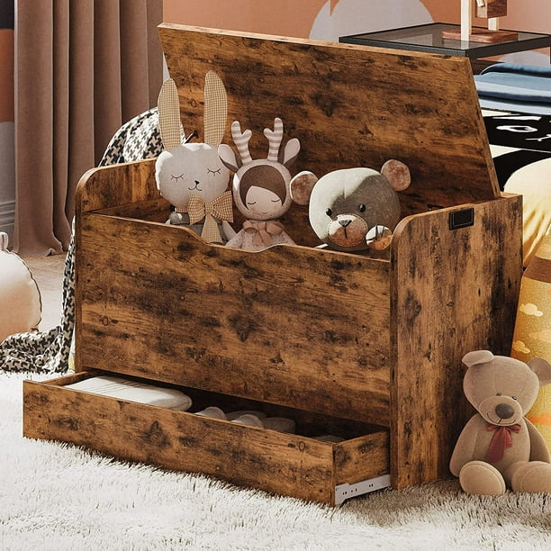 IRONCK Storage Bench Lift Top Wooden Toy Box Organizer with