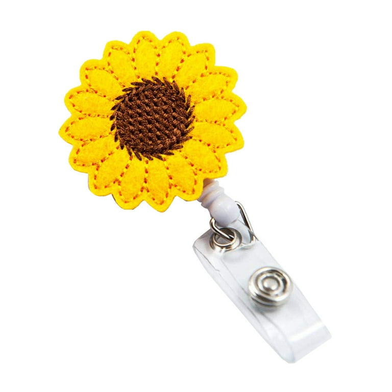 PUIYRBS Id Badge Holders Retractable Sunflower Badge Reel Holder Accurate  Stitching Strap Telescopic Retracting Clip