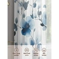 thumbnail image 6 of Blue Flowers Sheer Curtains for Living Room Bedroom, Light-filtering Sheer Curtain, Retro Spring Watercolor Leaves Floral LigRod Pocket Voile Window Treatment Drapes, 52’’Wx54’’L, 2 Panels Set, 6 of 7