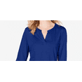 thumbnail image 2 of Charter Club Women's Supima Cotton Split-Neck Top Blue Size Large, 2 of 3