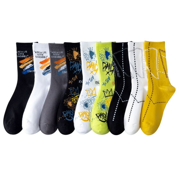 Men's Cotton Colorful Funky Crew Socks 9-Pack