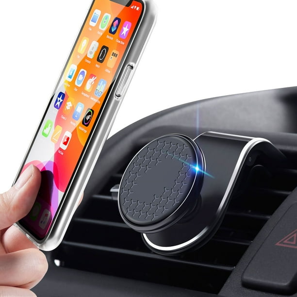 Car Phone Holder Magnetic Air Vent Mount [L-Clamp] with 2 Metal Plates