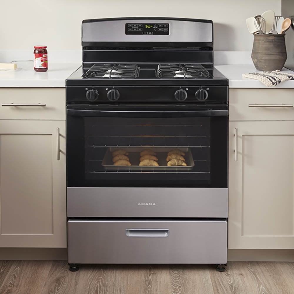 Amana® AGR6303MMS: 30-inch Gas Range in Stainless Steel.