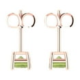 thumbnail image 4 of 14K Solid Gold Push Back Stud Earrings for Women | 2 cttw Emerald Cut Natural Peridot | Rose Gold, 4 of 5