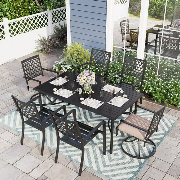Sophia & William 7 Piece Patio Dining Set Outdoor Metal Furniture and Stackable/Swivel Chairs