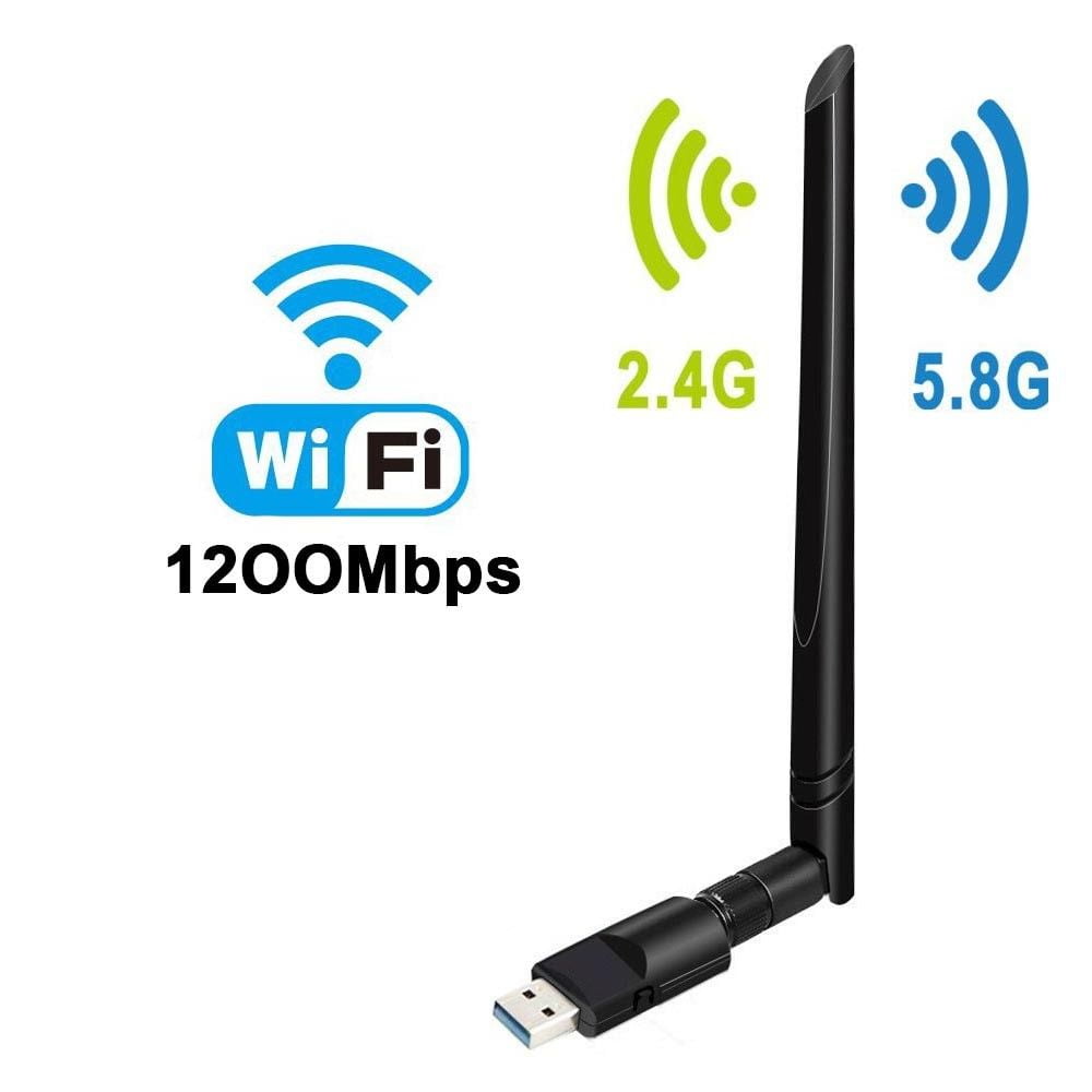 1200Mbps Wireless USB WiFi Network Adapter Dual Band 2.4/5Ghz w/Antenna
