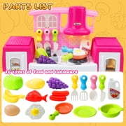 Mini Play Kitchen Toys for Girls 3-6 Years Pretend Food Cooking Kitchen Toys for Toddlers Kids