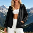 thumbnail image 3 of Lightweight Hiking Jacket Women Long Sleeve Casual Hooded Zip Up Jackets with Pockets Fall Windbreaker Outerwear, 3 of 6