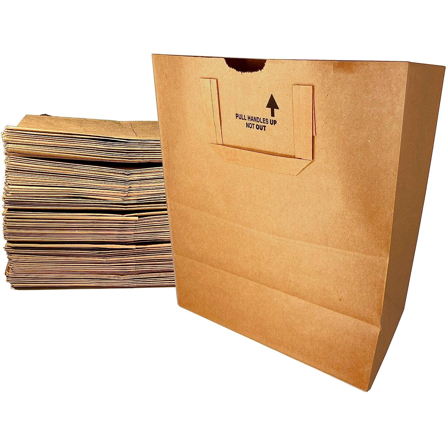 Large Paper Grocery Bags with Handles 12x7x14 WBTAYB Brown Heavy Duty