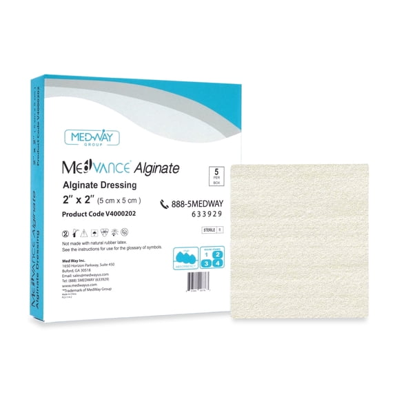 MedVance Calcium Alginate Wound Dressing for Moderate to Heavy Exuding Wounds, 5 Dressings