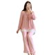 thumbnail image 5 of Pijama de otoño para mujer, cuello de una palabra, seda de leche, pantalones de manga larga, color sólido, dulce y lindo traje de casa, 5 of 5