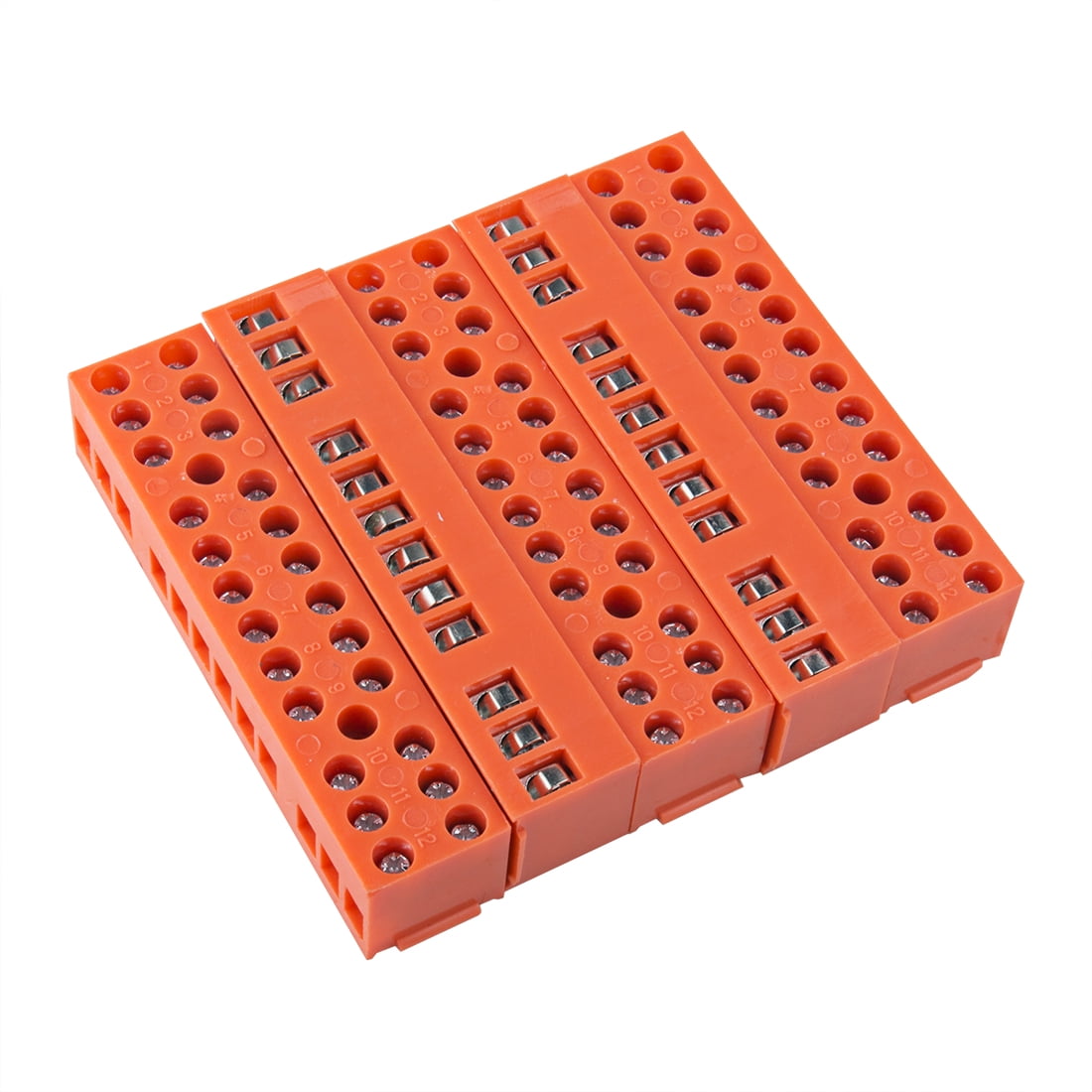 5 Pcs 600V 36A Dual Row 12 Positions Screw Terminal Electric Barrier Strip Block