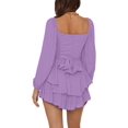 thumbnail image 2 of LYANER Women's Jumpsuit Lantern Long Sleeve Ruffle Layer Tie Mini Short Romper, 2 of 6