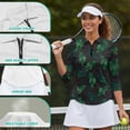 thumbnail image 6 of Uorisanigo Palm Leaf Womens Golf Shirt Soft Washable Women's 3/4 Sleeve Golf Top Comfortable Polyester Spandex Fabric Workout Sports Pullover Tennis Tops for Women Size 2XL, 6 of 7