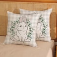 thumbnail image 2 of Easter Pillow Covers 18x18 Set of 2, Easter Buffalo Plaid Bunny Farmhouse Throw Pillows Outdoor Spring Eucalyptus Leaves Decorative Cushion Case Easter Decorations for Home Couch Sofa, 2 of 6