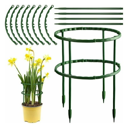 Ana 12pcs Plant Support Stakes Half Round Ring Plastic Cage Holder Flower Pot Climbing Trellis for Small Vegetable,Indoor Plants
