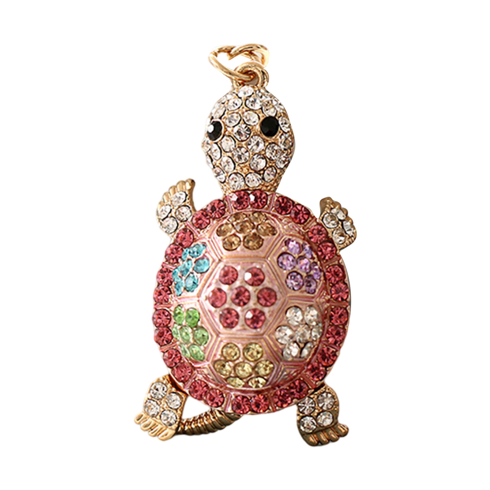 Bangle009 Big Promotion Decorative Key Chain Colorful Rhinestone Turtle Charm Pendant Car Key Ring Gift 