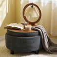 thumbnail image 4 of CQSXDA Versatile Upholstered 25 Inch Round Ottoman with Removable Top and Tray for Coffee Table Use in Living Rooms and Bedrooms, Dark Grey, 4 of 12