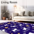 thumbnail image 2 of ODIKA 3'x5' Machine Washable Non-Slip Area Rug, Nordic and Reindeer Christmas with Snowdrift High Traffic Rug with Pad, Blue, 621744, 2 of 8