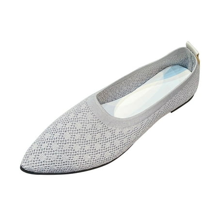 

ZAROYEAX Ladies Fashion Solid Color Mesh Breathable Pointed Toe Shallow Flat Casual Shoes