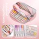 thumbnail image 4 of School pencil case for girls and boys, large pencil case with 3 compartments, pastel pencil cases for women and men (pink), 4 of 5
