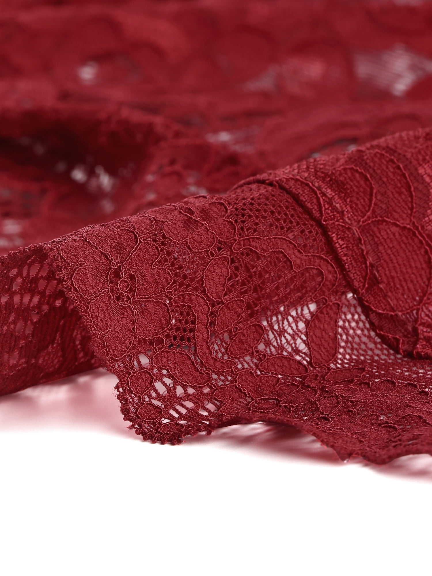 DARING DIVA Women's Lace Bolero Shrugs Sheer Crop Cardigan M Dark Red