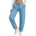 thumbnail image 2 of dazeni Women's Barrel Sweatpants Wide Leg Athletic Drawstring Baggy Sweatpants Comfy Solid Workout Sweat Pants with Pockets, 2 of 9