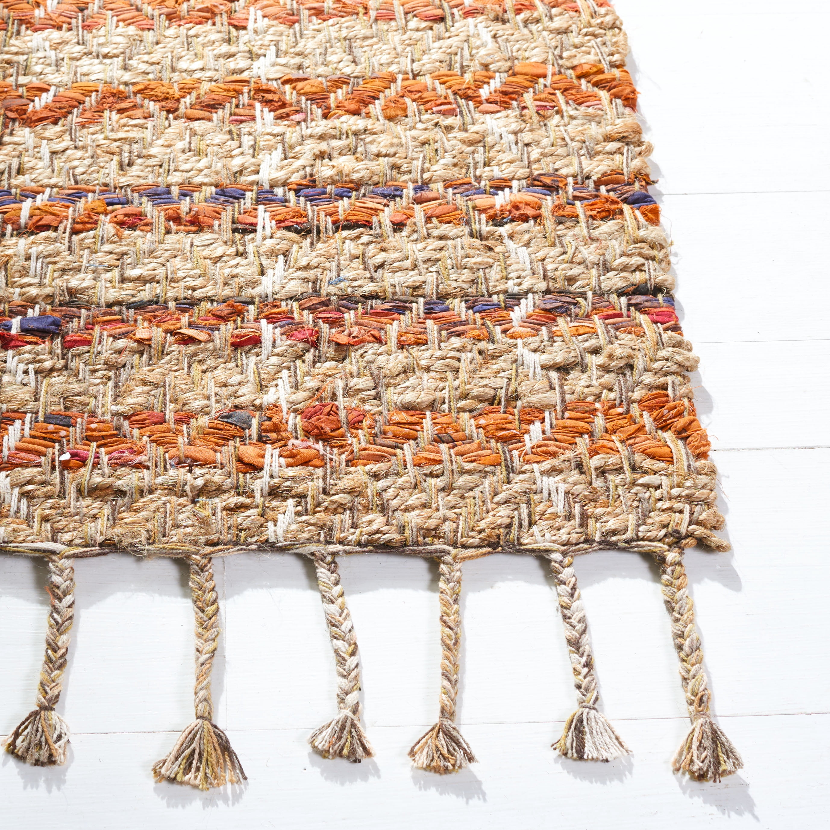 SAFAVIEH Cape Cod Valery Striped Area Rug, Orange/Natural, 8' x 10'