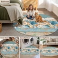 thumbnail image 6 of Teal Blue Brown Beach Coastal Round Area Rugs Collection 5', Nautical Shell Starfish Coral Summer Non Slip Indoor Circular Throw Runner Rug Floor Mat Carpet for Living Room Dining Table Bedroom, 6 of 9