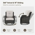 thumbnail image 3 of Planntonneo Outdoor Swivel Gliders Chair Set of 2, Patio Wicker High Back Swivel Rocker Chair with Beige Cushions for Balcony Deck Porch, 3 of 10