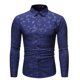 thumbnail image 3 of Camisas Para Hombre Manga Larga Top estampado de primavera para hombre, camisa a juego con cuello vuelto, camisetas de manga larga, blusa informal con botones, traje Formal, blusa superior (Navy, M), 3 of 4