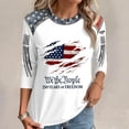 thumbnail image 3 of longantii Patriotic Tops for Women 250 Anniversary Usa 3/4 Sleeve Tees Loose Crewneck Stars and Stripes Tops 4th Of July Pollover White 3XL, 3 of 4