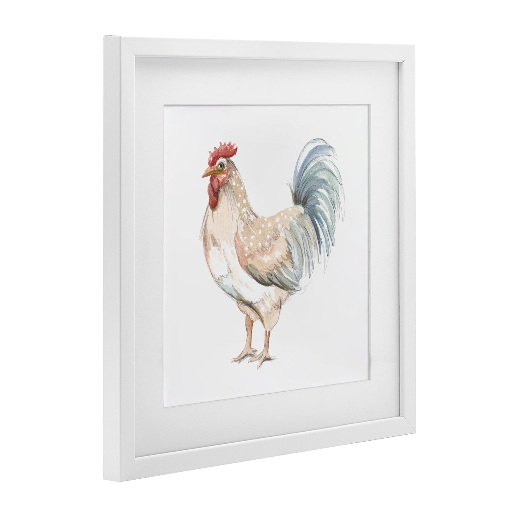 Stupell Industries Watercolor Rooster Sketch White Framed Print Under Glass, design by Patricia Pinto