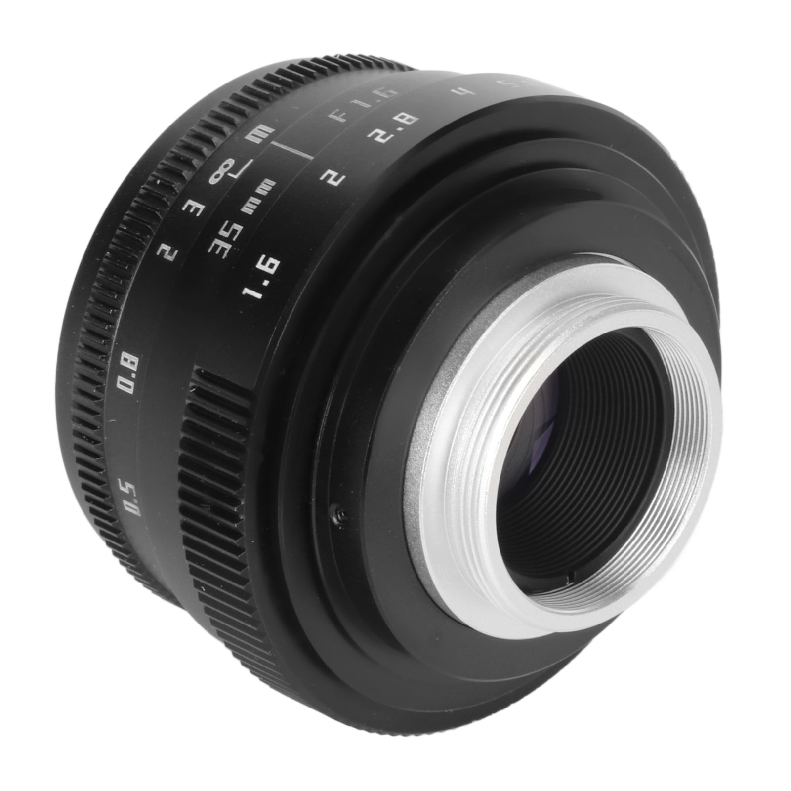 Manual Lens, C Mount 35mm F1.6 Lens Black For Mirrorless Camera