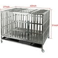 thumbnail image 2 of Confote 42" Heavy Duty Stainless Steel Dog Cage Kennel Crate and Playpen for Training Large Dog Indoor Outdoor with Double Doors & Locks Design Included Lockable Wheels Removable Tray No Screw, 2 of 7
