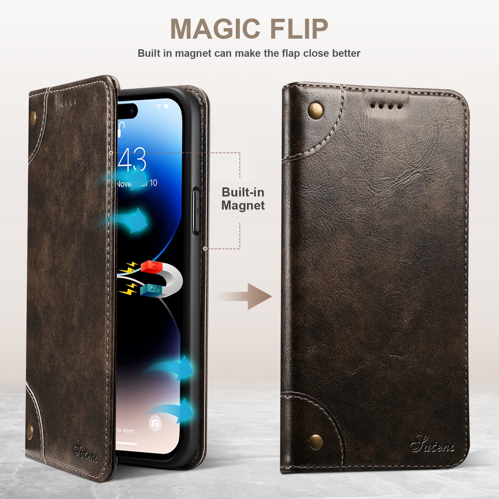 iPhone 11 Pro Max Leather Case, iPhone 11 Pro Max Wallet Folio