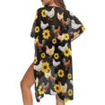 thumbnail image 5 of HELLHERO Polyester Long Kimono Swimsuit Cover Up for Beach Short Sleeve Casual Chicken, 5 of 6