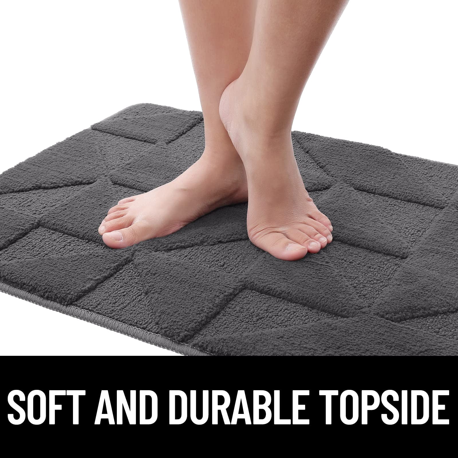 Buganda Indoor Doormats, Absorbent Trapper Dirt Door Mats, Non Slip Low Profile Inside Doormats for Entryway, 32x48, Dark Grey