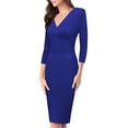 thumbnail image 2 of HyBrid & Company Women's Super Comfy Plum Cross V-Neck Midi Dress, 2 of 2