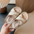 thumbnail image 4 of ZACPNCV Girls Flatform Wedge Open Toe Summer Sandals with Buckle Ankle Strap for Little Girls Gold 2.3-2.6 Years, 4 of 8