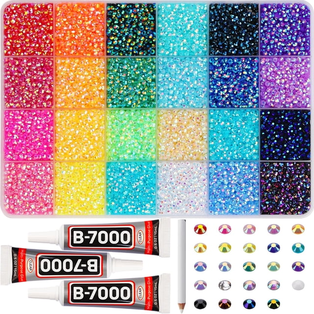 Kit de pedrería para manualidades Worthofbest de 33.000 piezas, gemas arcoíris de 3 mm